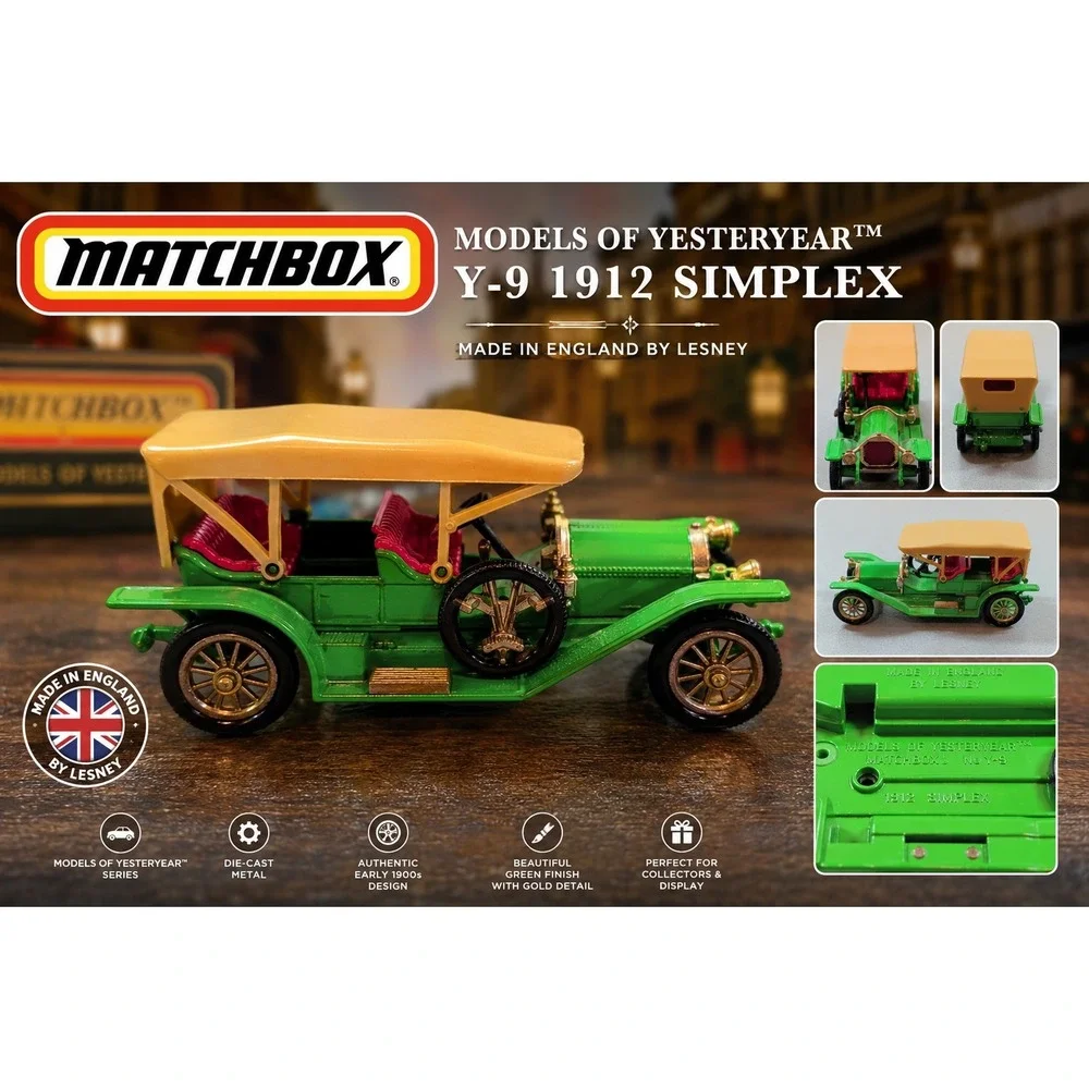 Matchbox Models of Yesteryear‎ Y-9 1912 Simplex Green Lesney Made in England